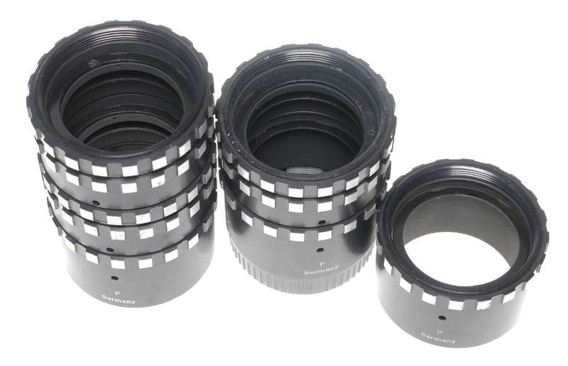 Screw mount extension tube rings close up accessories set