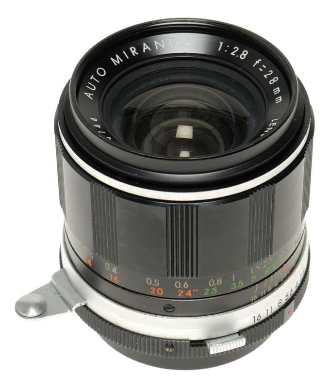 Miranda SLR Vintage lens Auto 1:2.8 f=28mm Wide angle optics