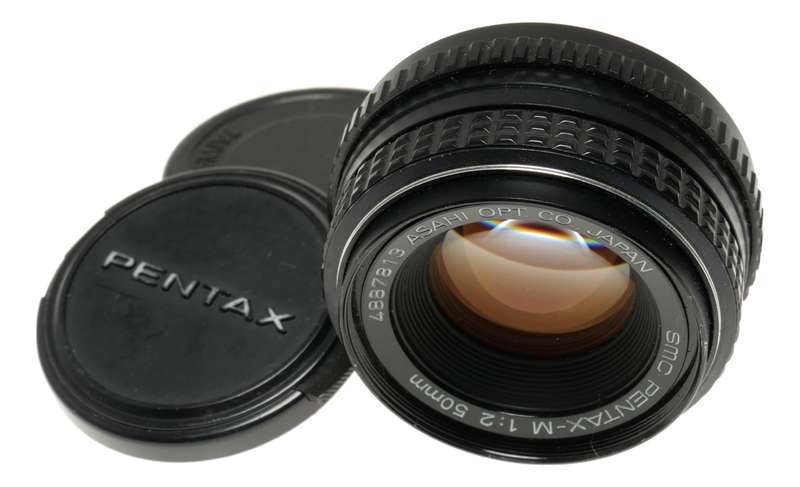 SMC Pentax-M 1:2 50mm Asahi 2/50 f/2 bayonet mount caps