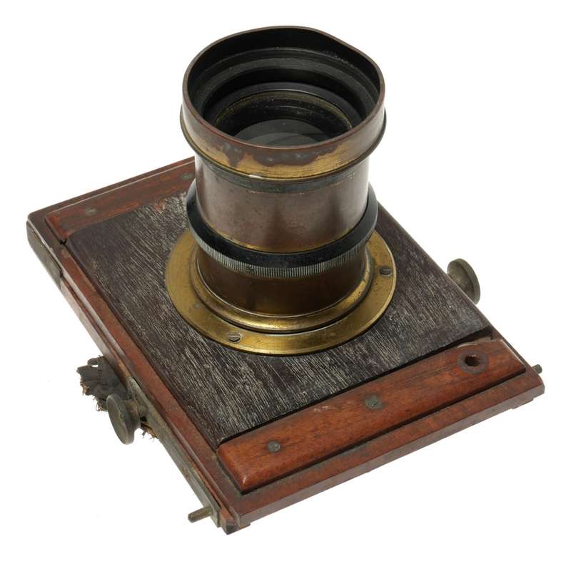 Brass lens Vintage wet plate wood camera lens board