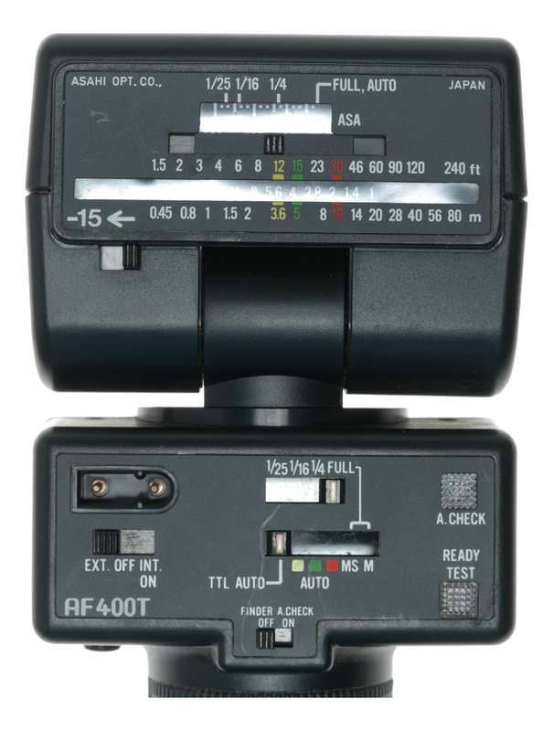 Pentax AF400T automatic electronic flash unit ac adapter II manual accessories