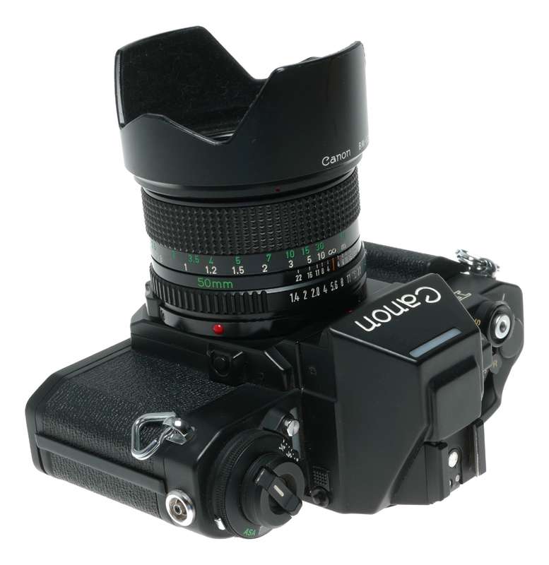 Canon F-1 35mm film SLR camera 1.4/50 FD macro tele Zoom lenses motor drive instructions