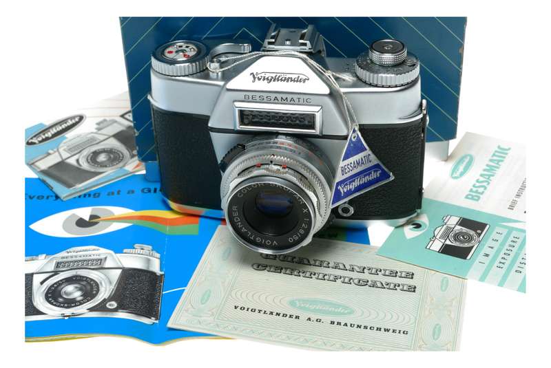 Voigtlander Bessamatic film camera Color-Skopar X 2.8/50 lens original case box papers