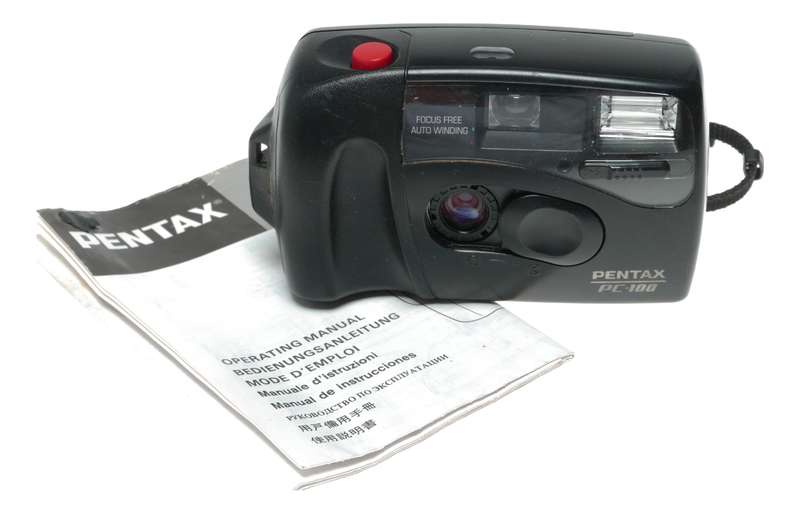 Pentax PC-100 Point Shoot 35mm film compact auto wind camera with instructions