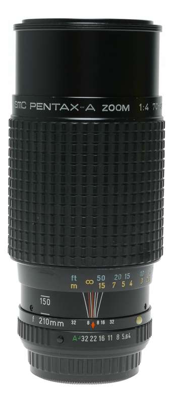SMC Pentax-A Zoom 70-210mm macro lens fits classic 35mm film SLR camera