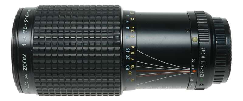 SMC Pentax-A Zoom 70-210mm macro lens fits classic 35mm film SLR camera