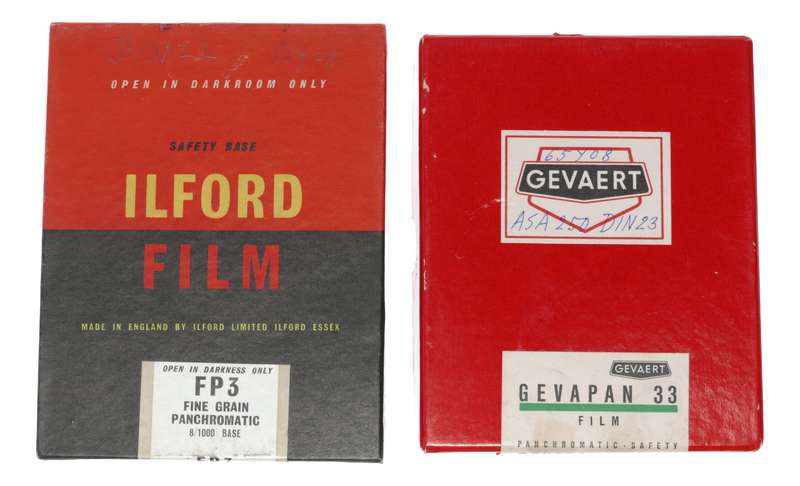 Ilford FP3 Fine Grain Panchromatic Gevaert Gevapan 33 4x5in expired sheet film