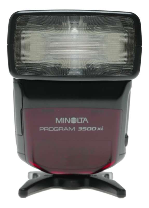 Minolta Program 3500xi camera hot shoe wireless flash unit in pouch