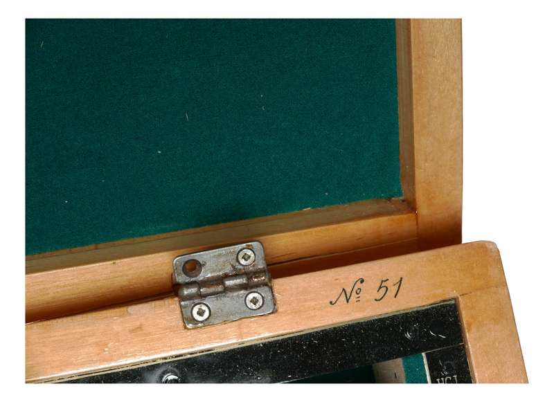 Russian Optics Set of 8x8cm Coloured Optical Glass Samples in Wood Case