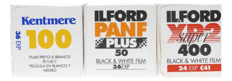 Ilford PanF Plus 50 XP2 Super 400 Kentmere 100 Expired Black White Film