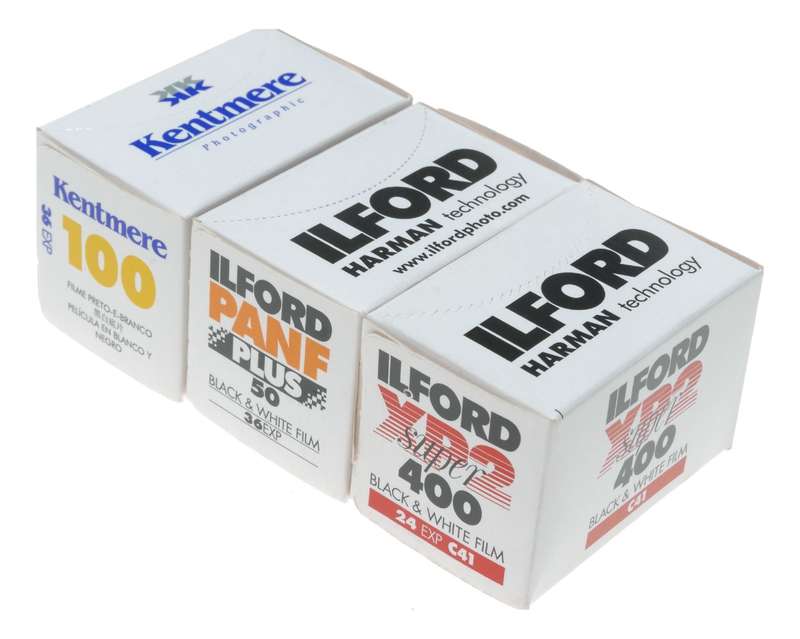 Ilford PanF Plus 50 XP2 Super 400 Kentmere 100 Expired Black White Film