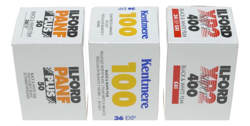 Ilford PanF Plus 50 XP2 Super 400 Kentmere 100 Expired Black White Film