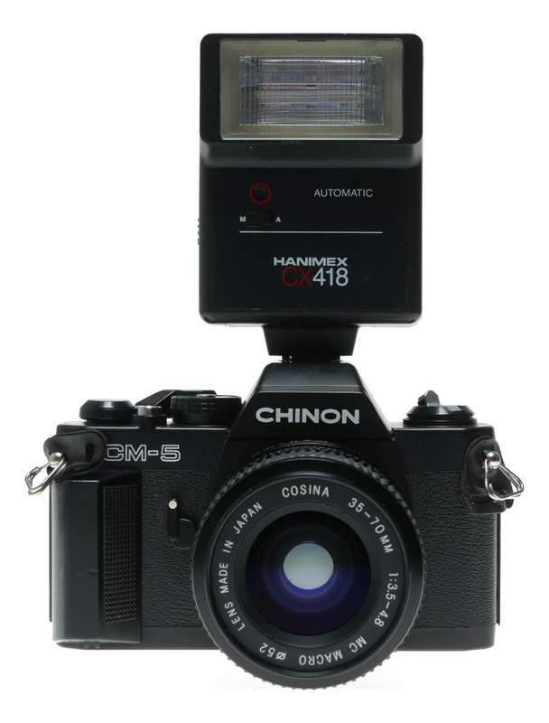 Chinon CM5 35mm Film SLR Camera Cosina 35-70 Macro Lens Hanimex Flash