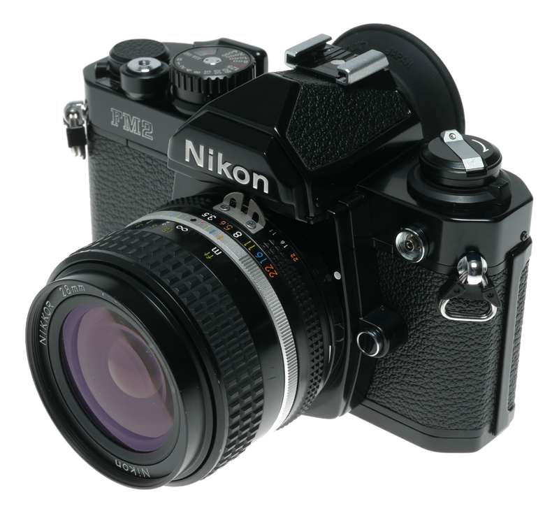 Nikon FM2 Black SLR 35mm Film Camera Body 3.5/28 Nikkor Free Lens