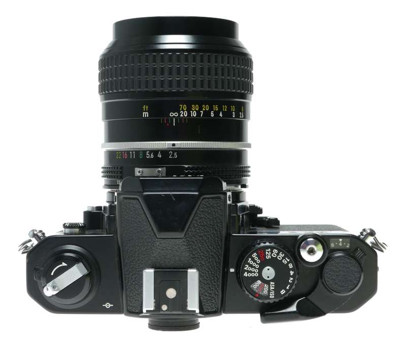 Nikon FM2 Black SLR Camera 1:3.5/28 Nikkor 1:2.5/105 Lenses Caps Filters