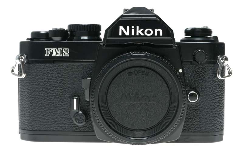 Nikon FM2 Black SLR Camera 1:3.5/28 Nikkor 1:2.5/105 Lenses Caps Filters
