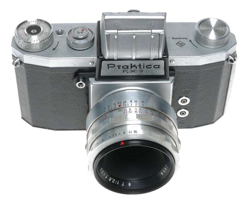 KW Praktica F.X3 35mm Film SLR Camera Jena T 2.8/50