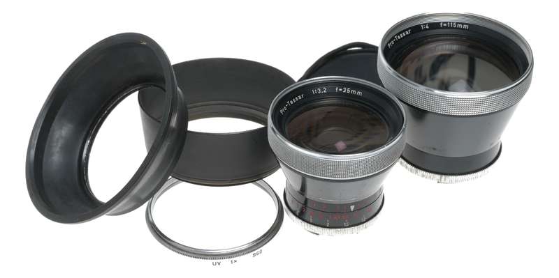 Carl Zeiss Pro-Tessar Camera Lenses 3.2/35mm 4/115mm Contaflex