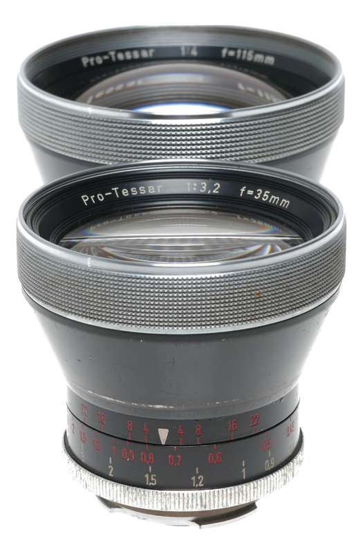 Carl Zeiss Pro-Tessar Camera Lenses 3.2/35mm 4/115mm Contaflex