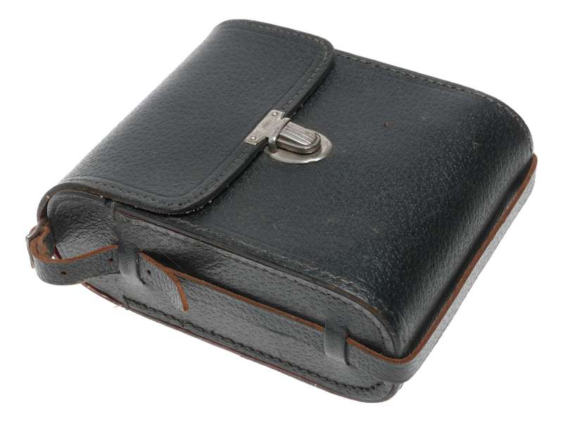 Beautiful black retro vintage film camera antique leather case