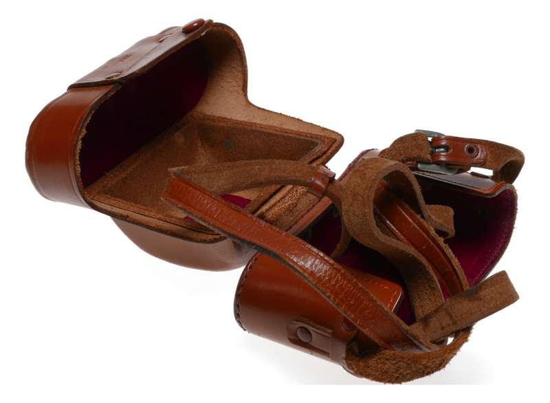 Samoca tan vintage film camera antique leather case only