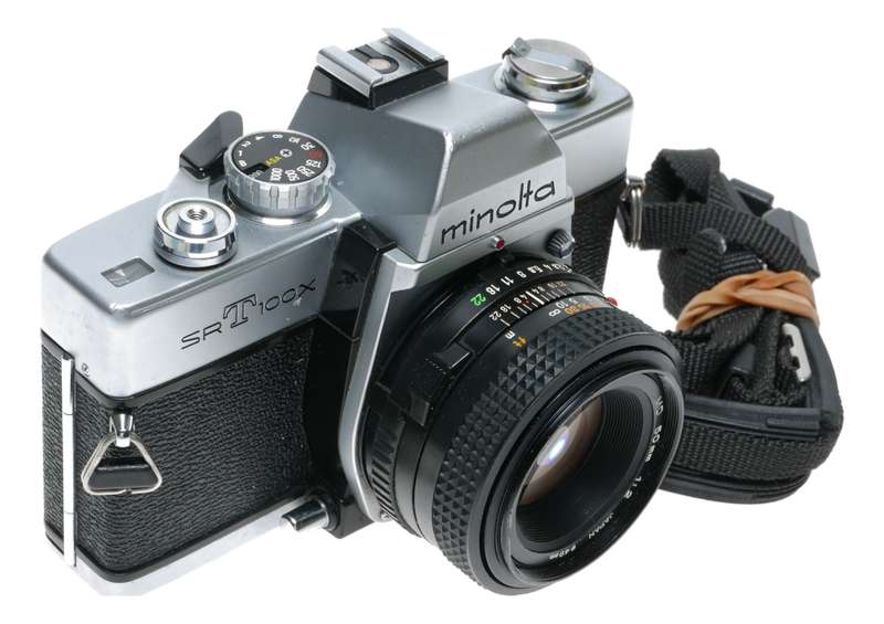 Minolta SRT 100X 35mm SLR Film Camera MD 50mm Lens 1:2