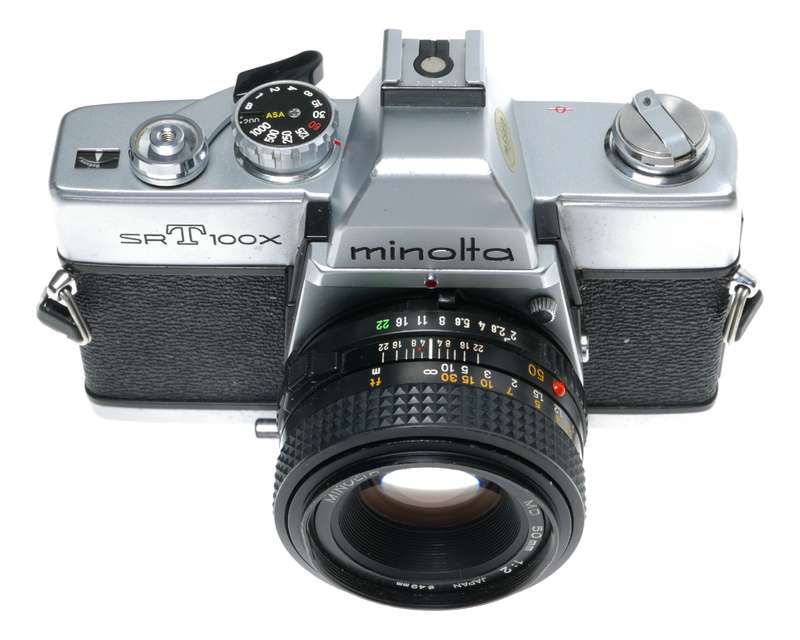 Minolta SRT 100X 35mm SLR Film Camera MD 50mm Lens 1:2