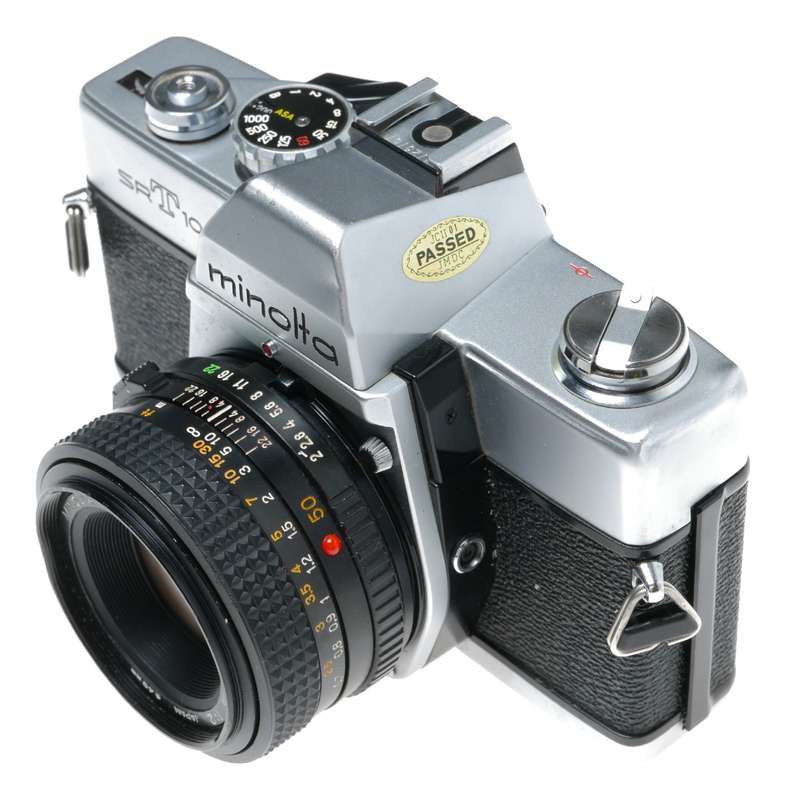 Minolta SRT 100X 35mm SLR Film Camera MD 50mm Lens 1:2