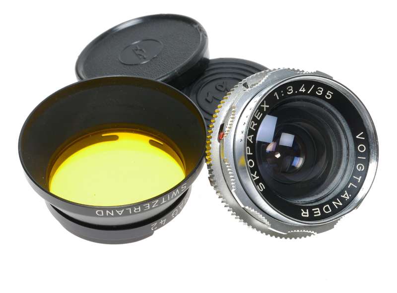 Voigtlander Skoparex 3.4/35 Ultramatic Camera Lens Y Filter Hood
