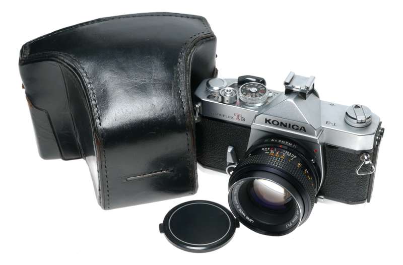 Konica Autoreflex T3 35mm SLR Film Camera Split Image Hexanon AR 1.7/50