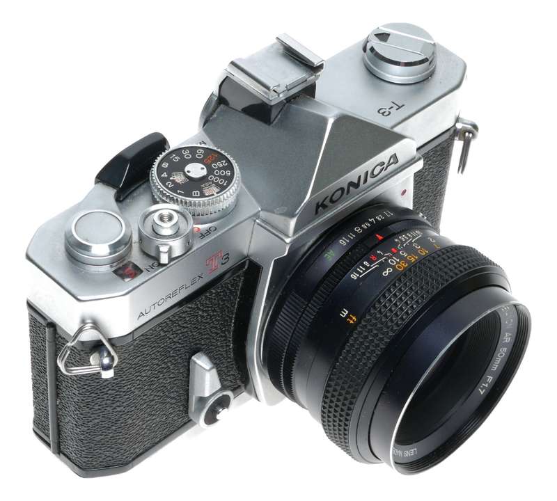Konica Autoreflex T3 35mm SLR Film Camera Split Image Hexanon AR 1.7/50