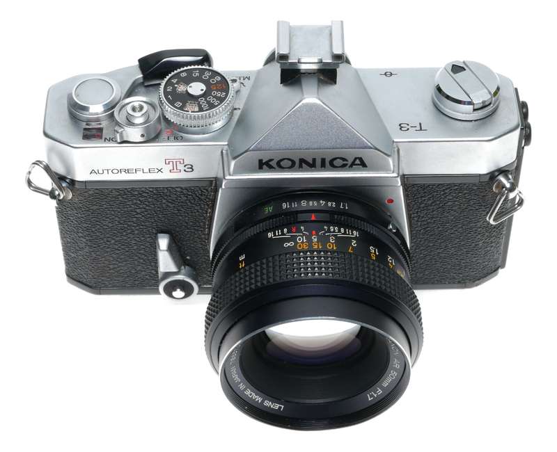 Konica Autoreflex T3 35mm SLR Film Camera Split Image Hexanon AR 1.7/50