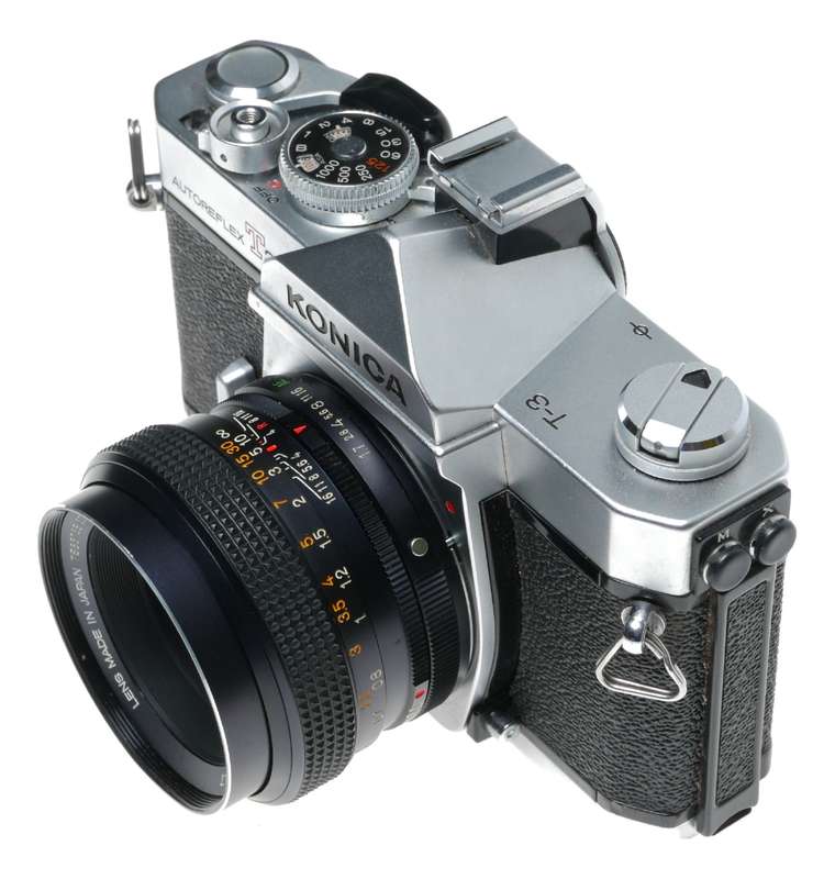 Konica Autoreflex T3 35mm SLR Film Camera Split Image Hexanon AR 1.7/50