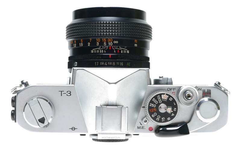 Konica Autoreflex T3 35mm SLR Film Camera Split Image Hexanon AR 1.7/50