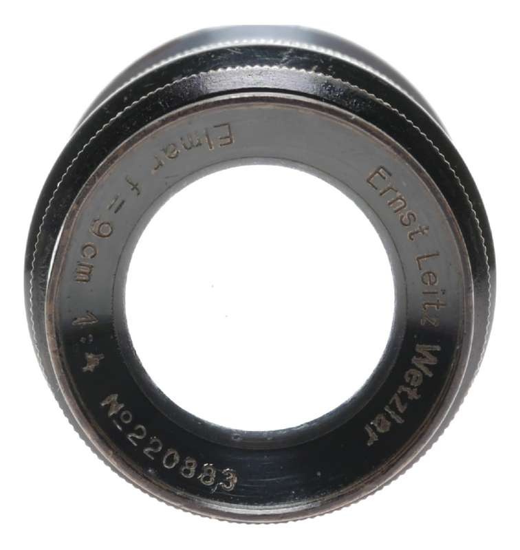Elmar f=9cm 1:4 black Leitz Wetzlar black silver M39 screw mount lens