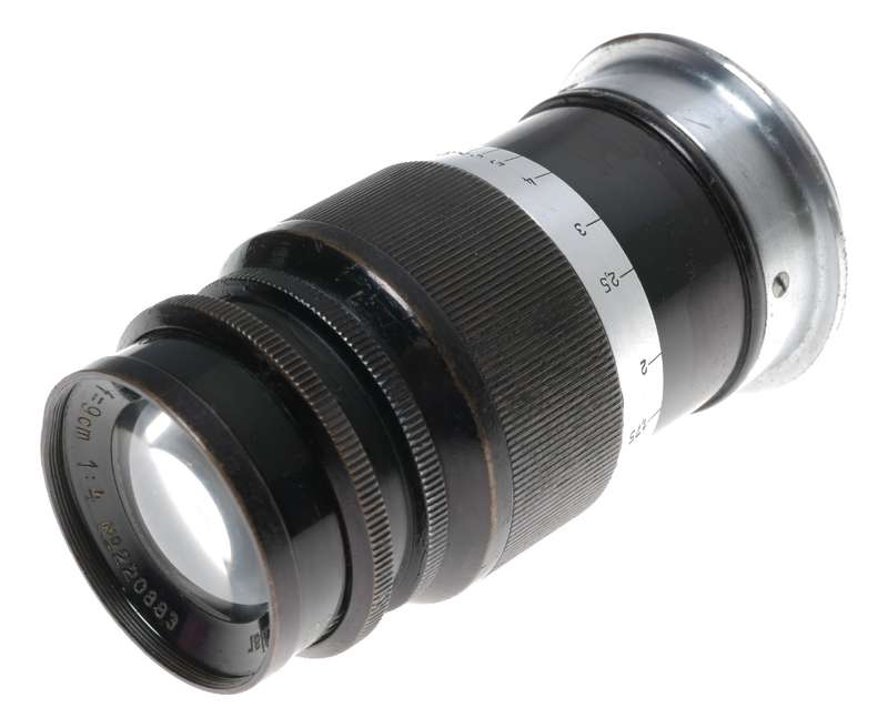 Elmar f=9cm 1:4 black Leitz Wetzlar black silver M39 screw mount lens
