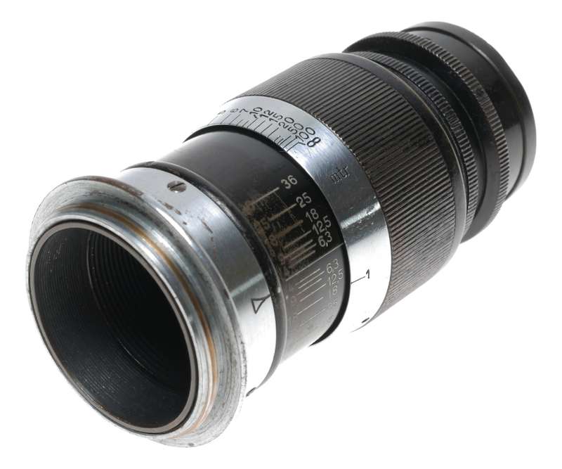Elmar f=9cm 1:4 black Leitz Wetzlar black silver M39 screw mount lens
