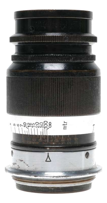 Elmar f=9cm 1:4 black Leitz Wetzlar black silver M39 screw mount lens