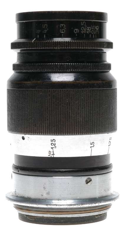 Elmar f=9cm 1:4 black Leitz Wetzlar black silver M39 screw mount lens