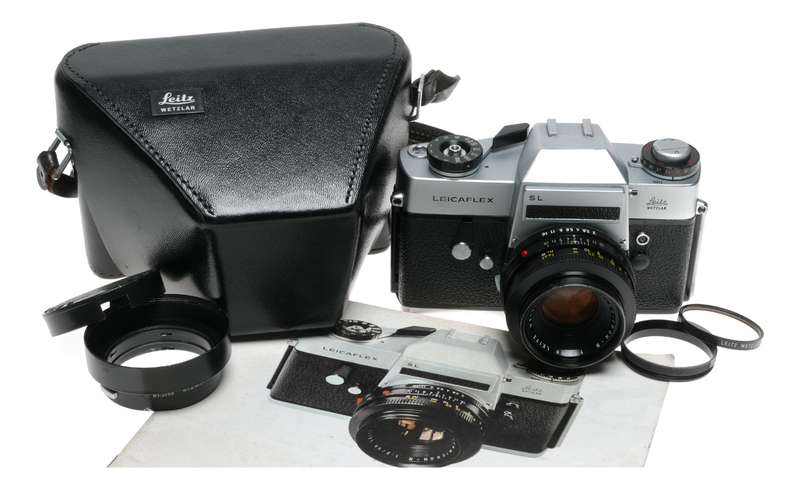 Leicaflex SL Chrome 35mm SLR film camera Summicron-R lens set