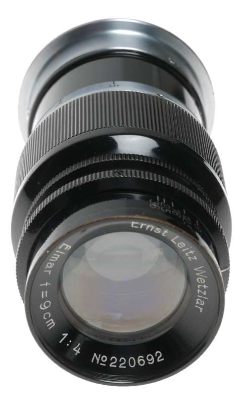 Elmar 4/90mm portrait lens bakelite keeper rare f=9cm Black Paint caps