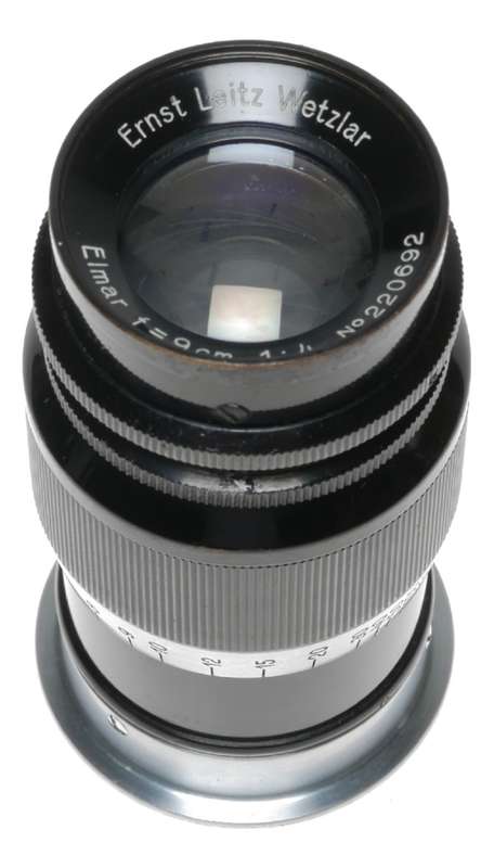 Elmar 4/90mm portrait lens bakelite keeper rare f=9cm Black Paint caps