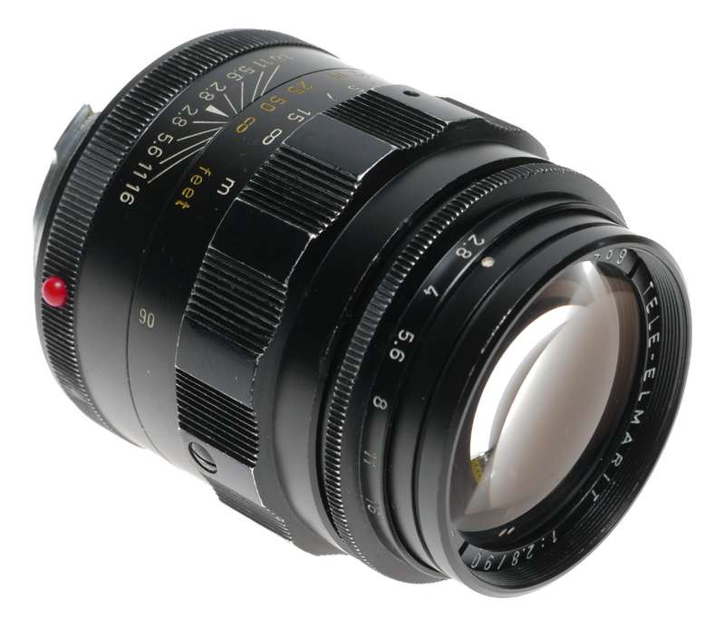 Black Tele-Elmarit 1:2.8/90 mm Leica M Leitz f=90mm F2.8 prime lens