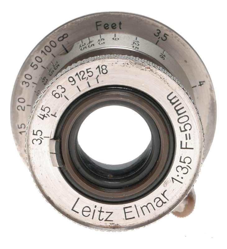 Leitz Elmar 1:3.5 F=50mm SM Leica camera lens rare in bakelite keeper