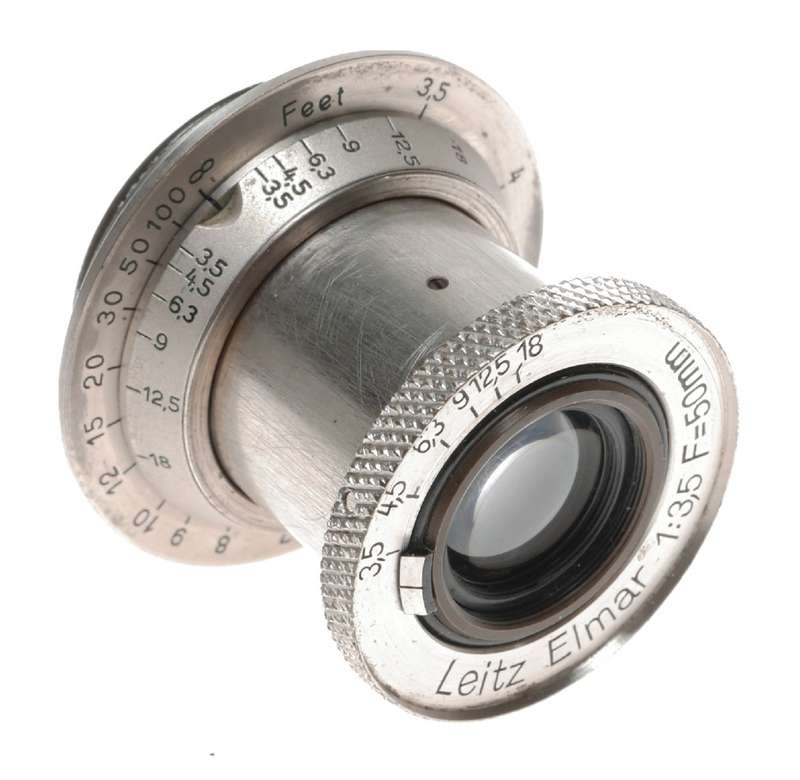 Leitz Elmar 1:3.5 F=50mm SM Leica camera lens rare in bakelite keeper