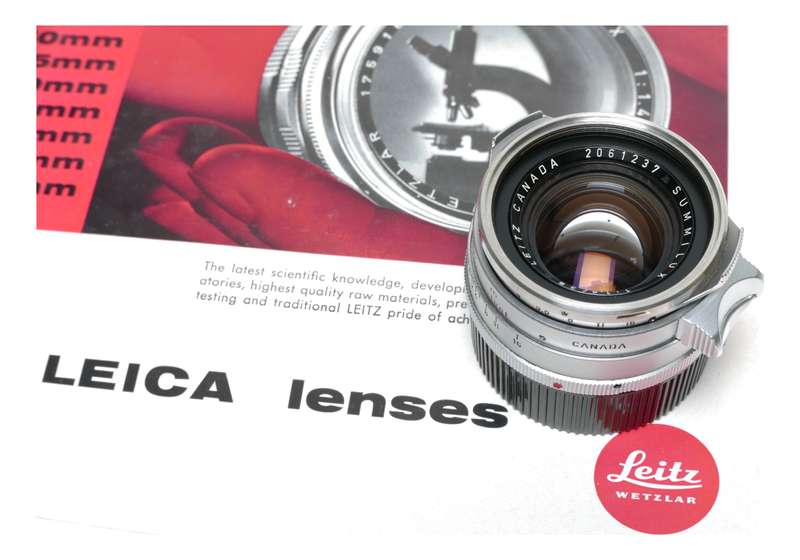 Leitz Summilux 1:1.4/35 mm Steel Rim Rare lens M2 camera cased set