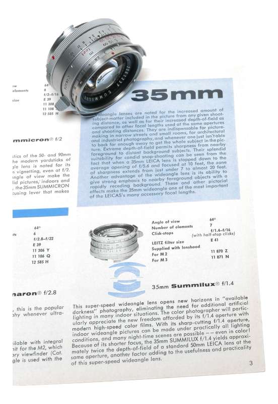 Leitz Summilux 1:1.4/35 mm Steel Rim Rare lens M2 camera cased set