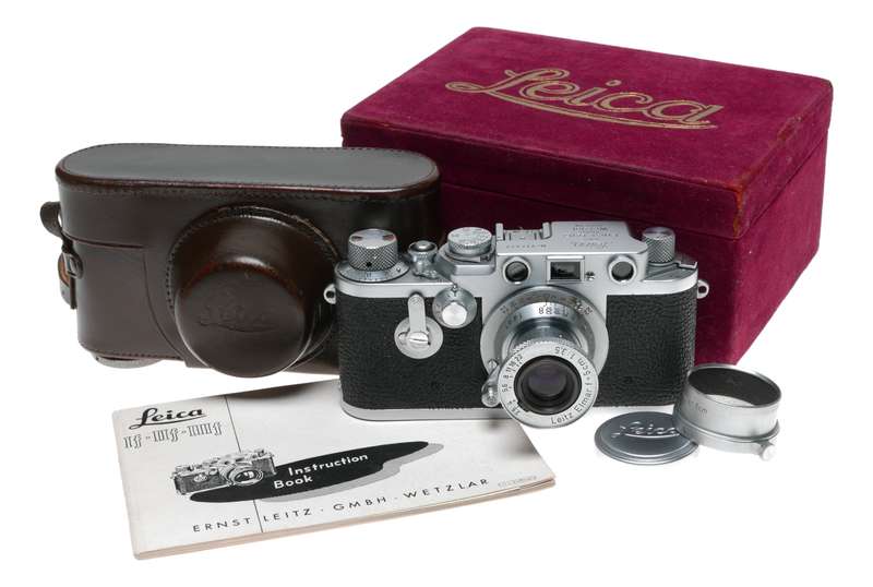 Leica IIIf camera Red Scale Elmar 3.5/50mm self timer boxed