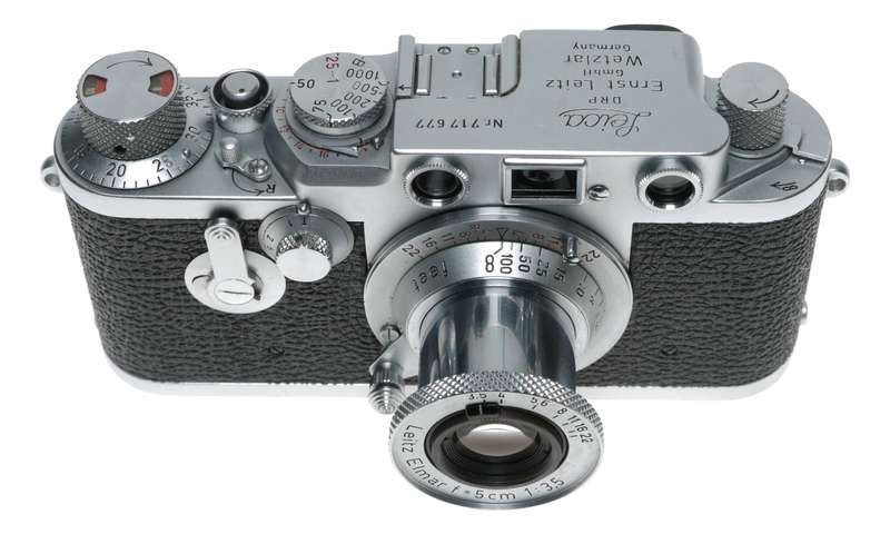 Leica IIIf camera Red Scale Elmar 3.5/50mm self timer boxed