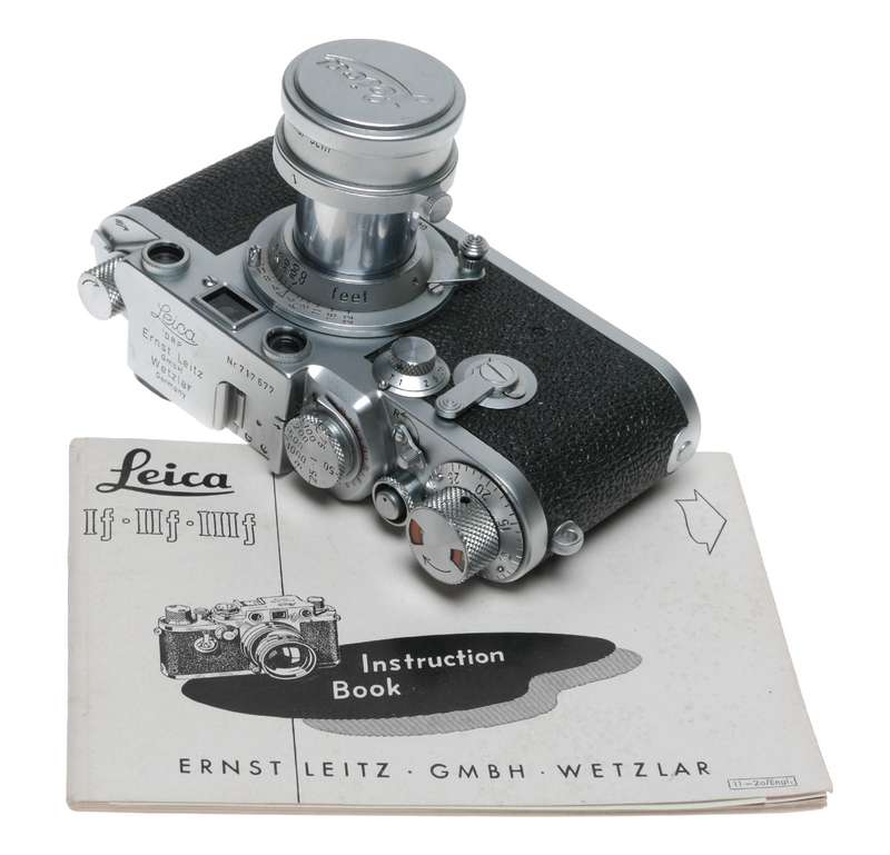 Leica IIIf camera Red Scale Elmar 3.5/50mm self timer boxed